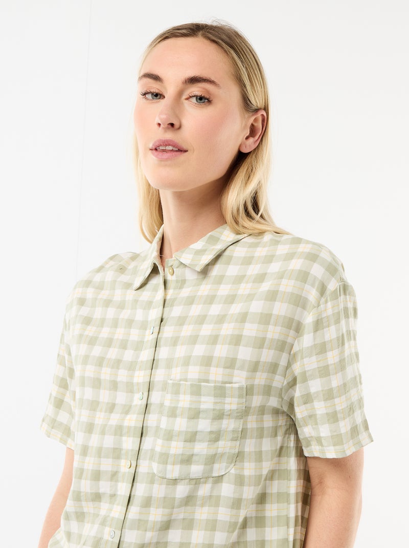 Pyjamaset top + short met ruitjes Groen - Kiabi