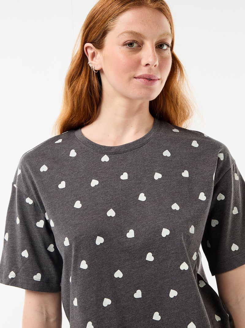 Pyjamaset top + short van jerseykatoen Grijs - Kiabi
