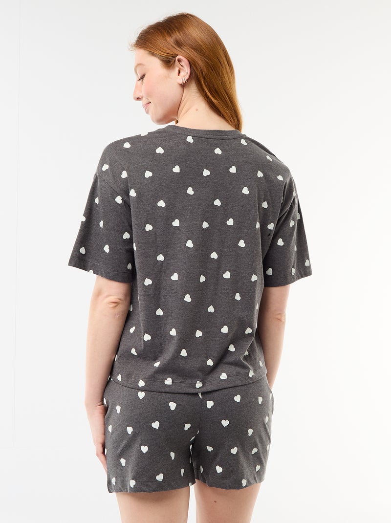 Pyjamaset top + short van jerseykatoen Grijs - Kiabi