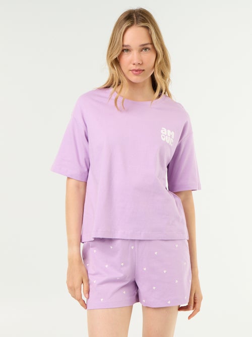 Pyjamaset top + short van jerseykatoen - Kiabi