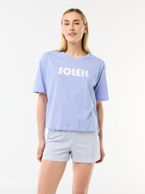 Pyjamaset top + short van katoenjersey - Kiabi