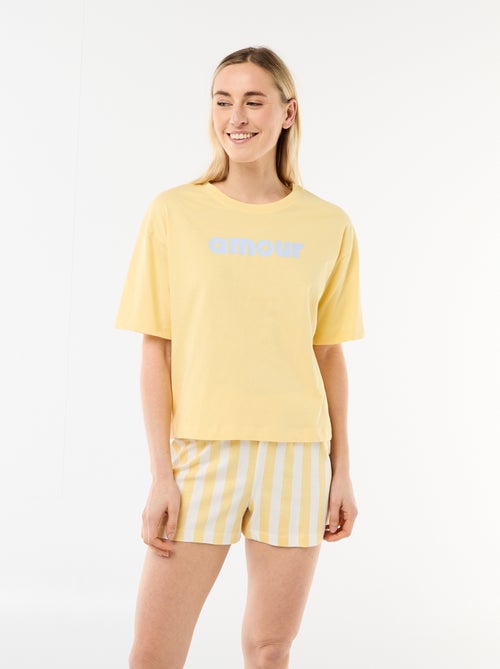 Pyjamaset top + short van katoenjersey - Kiabi