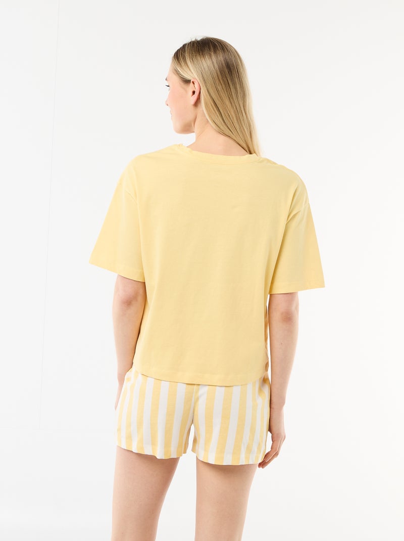 Pyjamaset top + short van katoenjersey Grijs - Kiabi