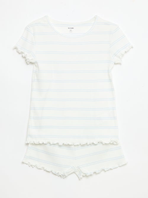 Pyjamaset top + short van ribkatoen - Kiabi