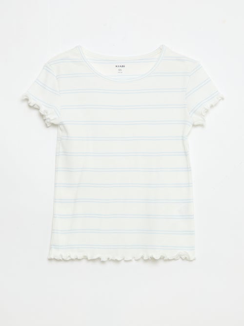 Pyjamaset top + short van ribkatoen - Kiabi