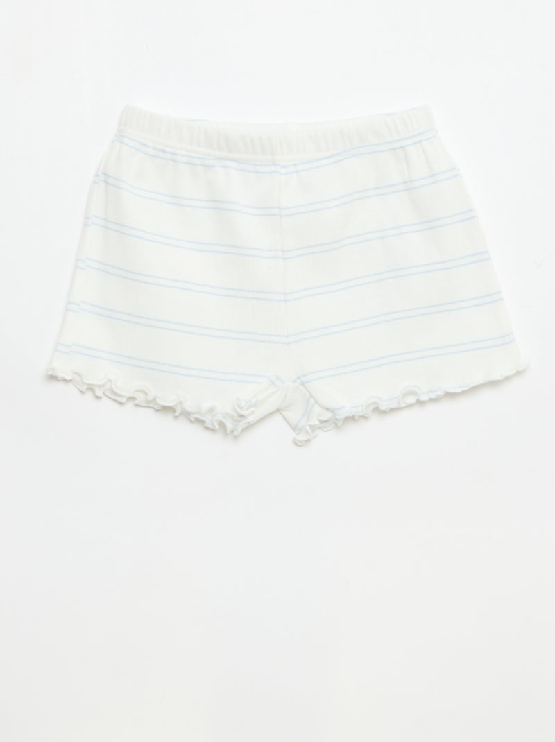 Pyjamaset top + short van ribkatoen Wit - Kiabi