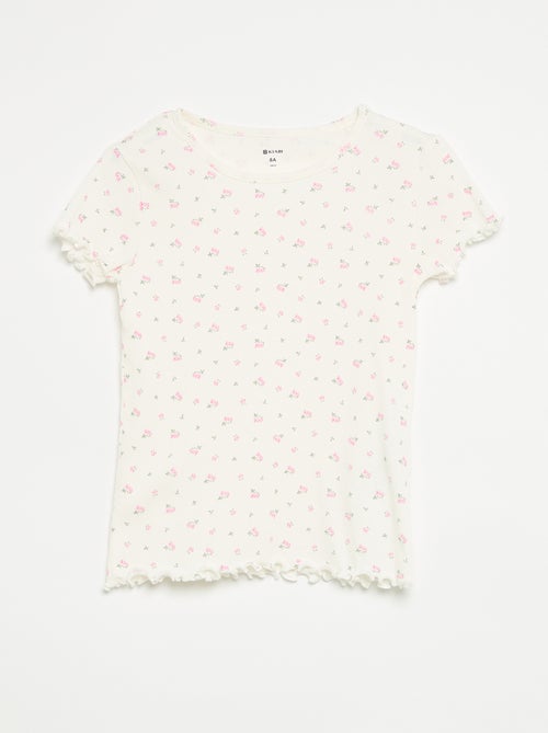 Pyjamaset van geribd katoen met top en short - Kiabi