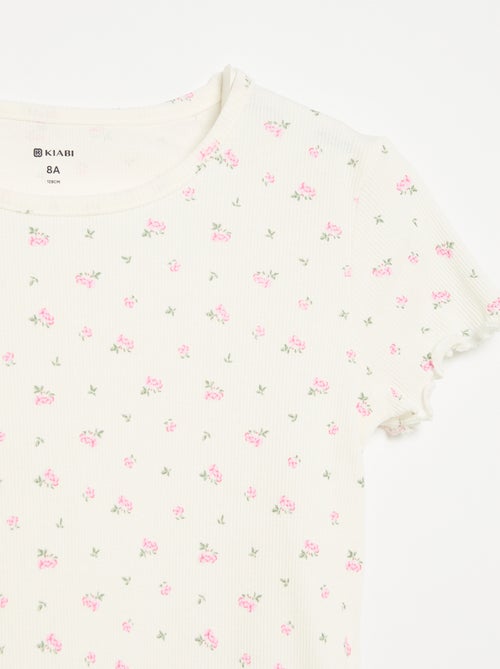 Pyjamaset van geribd katoen met top en short - Kiabi