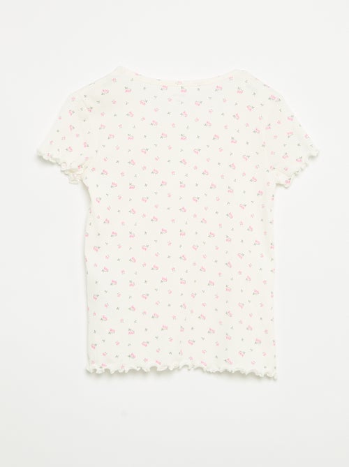 Pyjamaset van geribd katoen met top en short - Kiabi