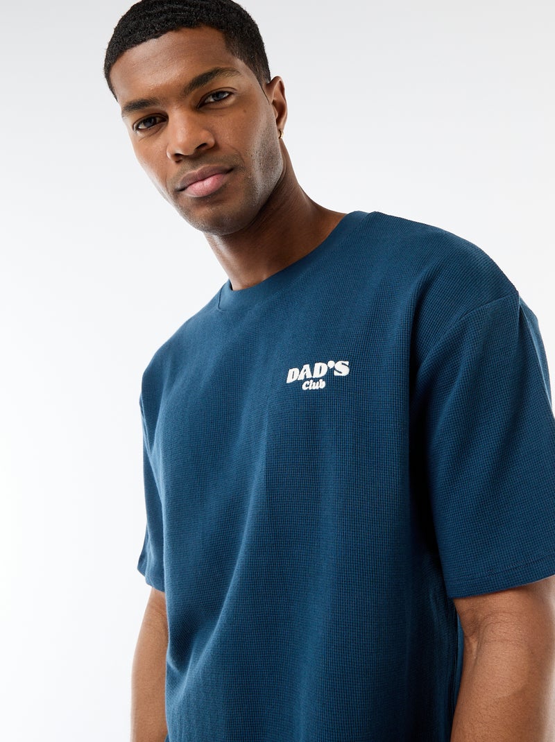 Pyjamaset van gewafelde stof Blauw - Kiabi