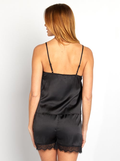 Pyjamasetje - Mouwloze top + short in satijn - 2-delig - Kiabi