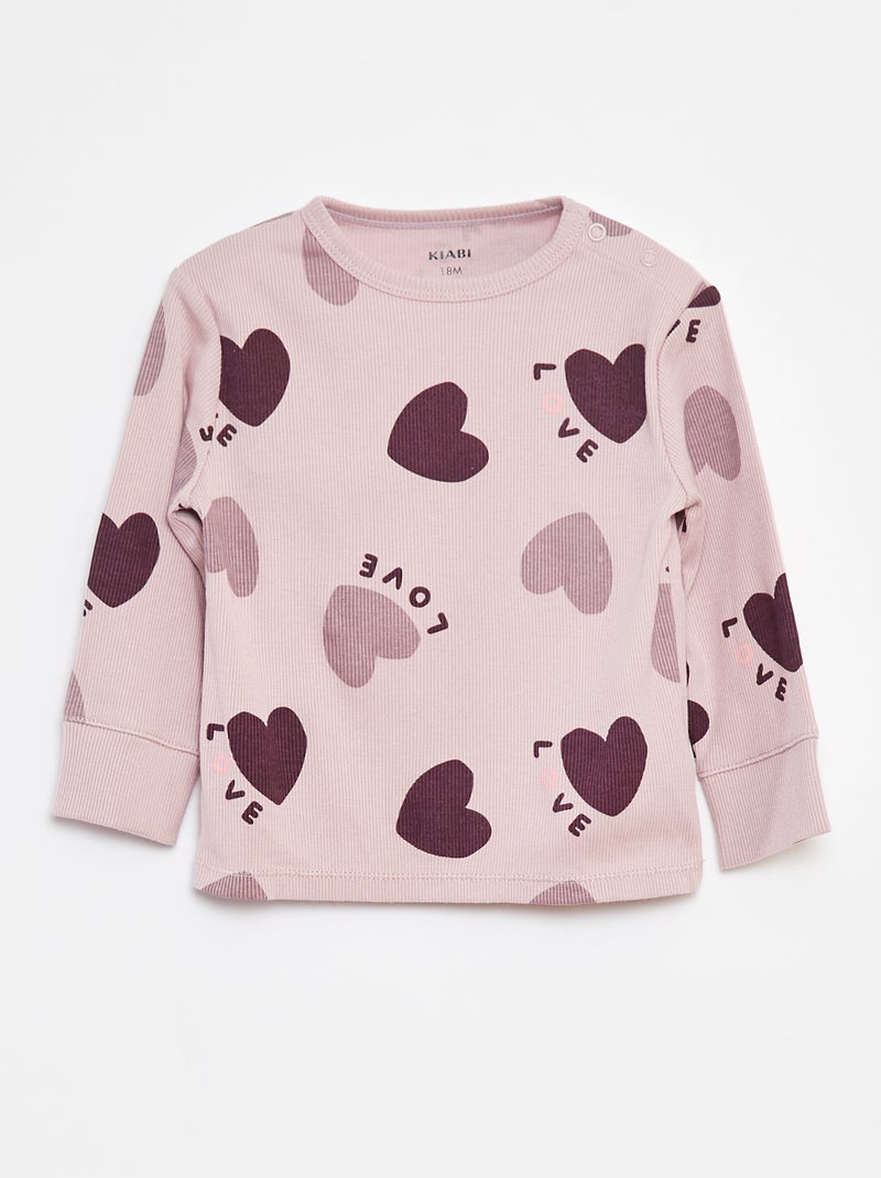 Pyjamasetje - T-shirt + broek - 2-delig Paars - Kiabi