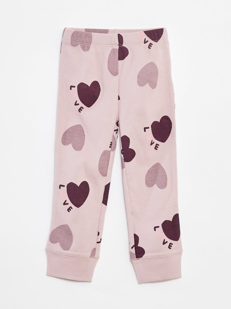 Pyjamasetje - T-shirt + broek - 2-delig Paars - Kiabi