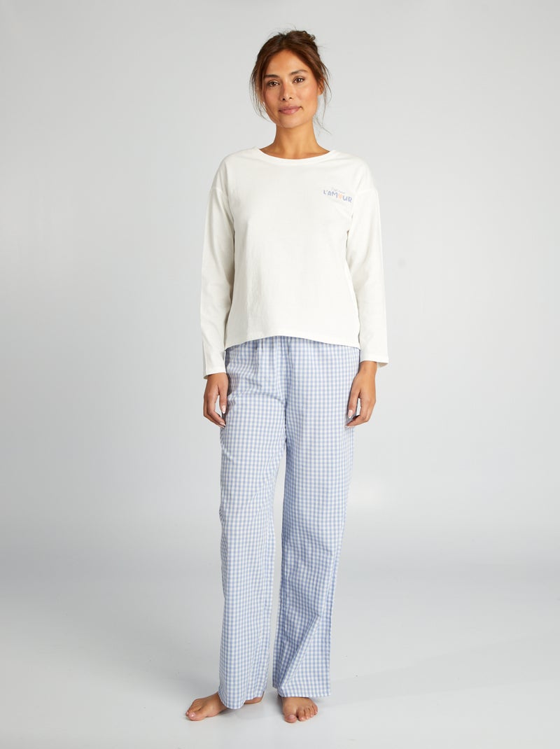 Pyjamasetje - T-shirt + broek - 2-delig WIT - Kiabi