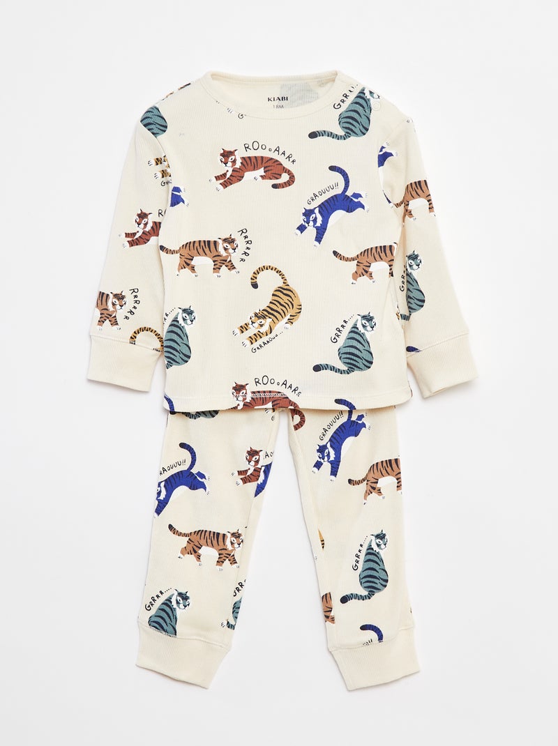 Pyjamasetje - T-shirt + broek - 2-delig Wit - Kiabi