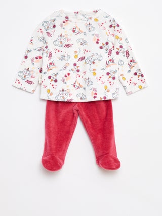 Pyjamasetje - T-shirt + broek van fleece - 2-delig