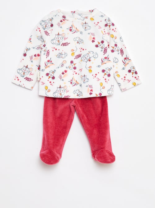 Pyjamasetje - T-shirt + broek van fleece - 2-delig - Kiabi