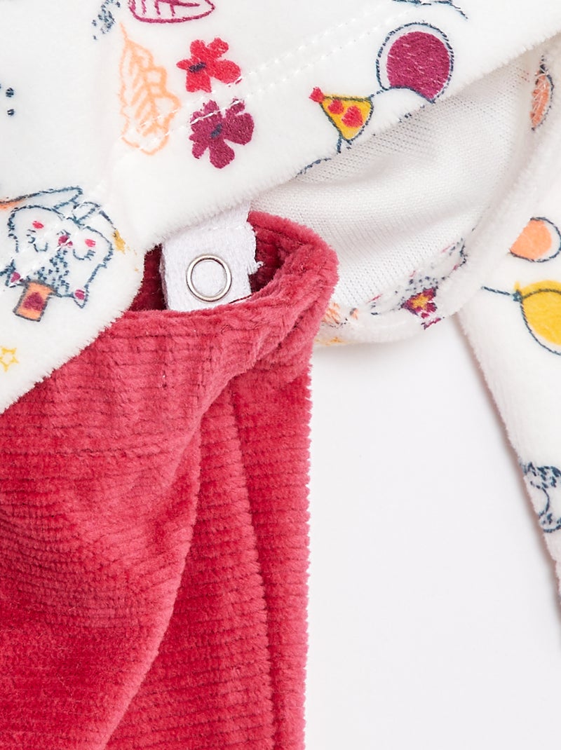 Pyjamasetje - T-shirt + broek van fleece - 2-delig Biege - Kiabi