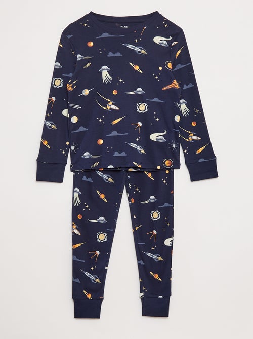 Pyjamasetje - T-shirt + lange broek met all-over motief - Kiabi