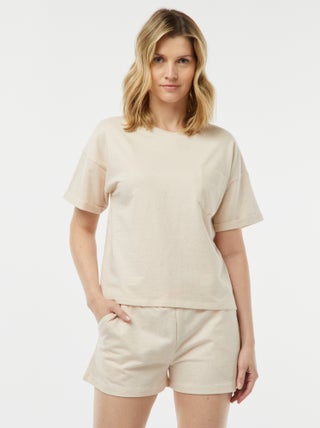 Pyjamasetje - T-shirt + short van gespikkeld tricot