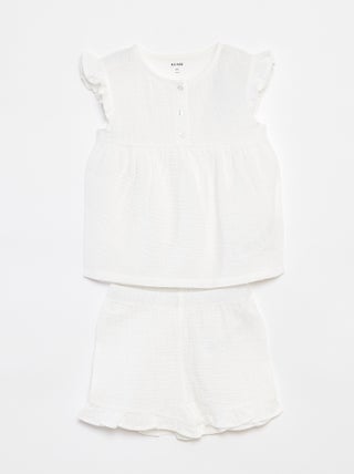 Pyjamasetje - Topje + short van hydrofiele stof - 2-delig