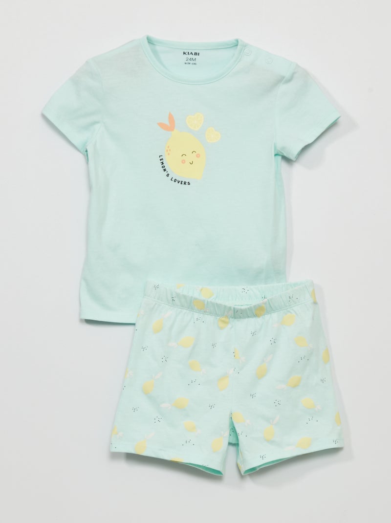 Pyjamashirt + -short - 2-delig BLAUW - Kiabi