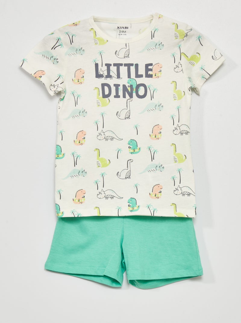 Pyjamashirt + -short - 2-delig WIT - Kiabi