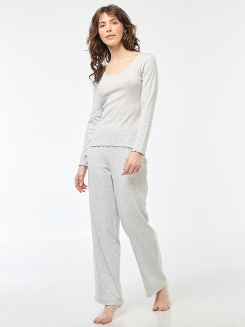 Pyjamashirt van ribstof - Kiabi