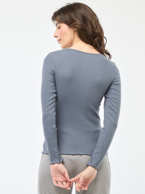 Pyjamashirt van ribstof - Kiabi