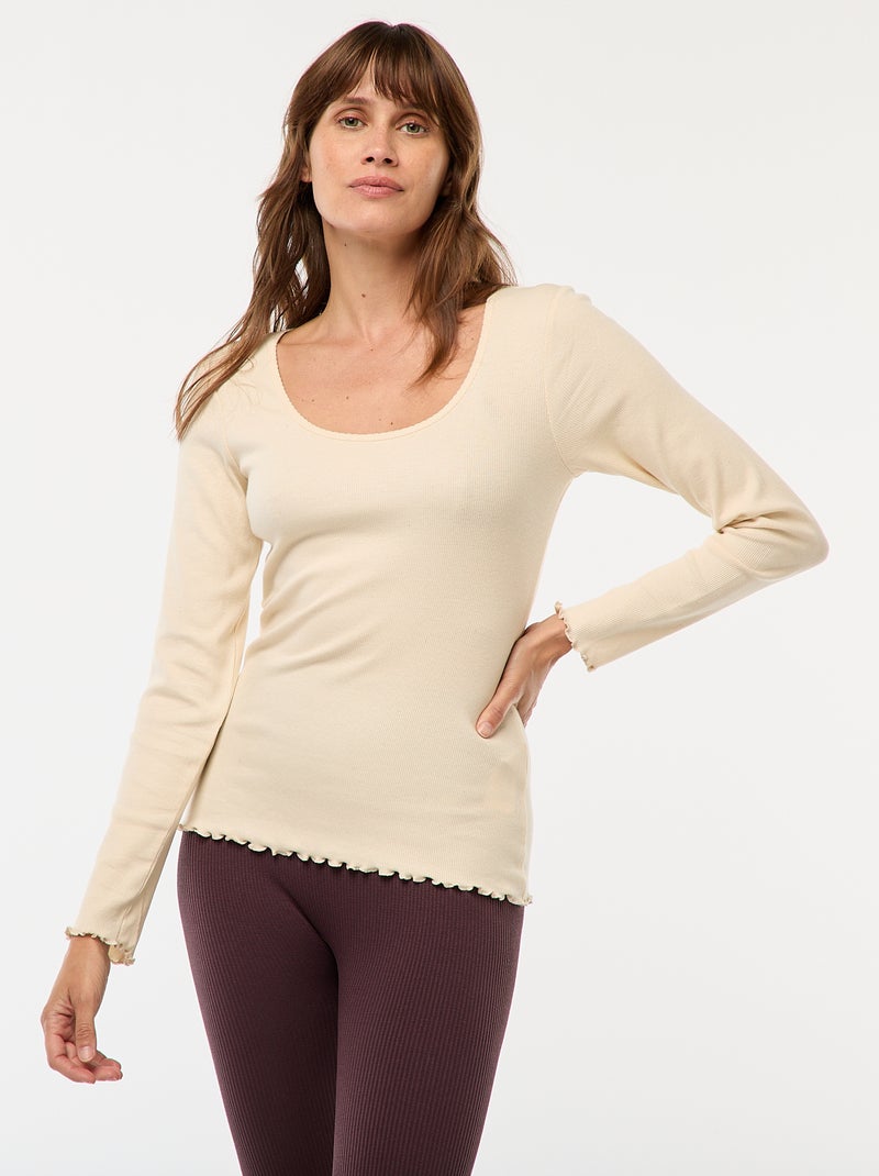 Pyjamashirt van ribstof Wit - Kiabi