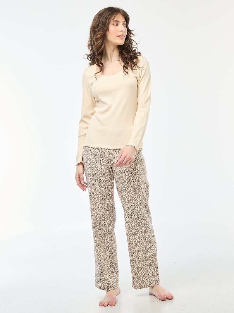 Pyjamashirt van ribstof Wit - Kiabi