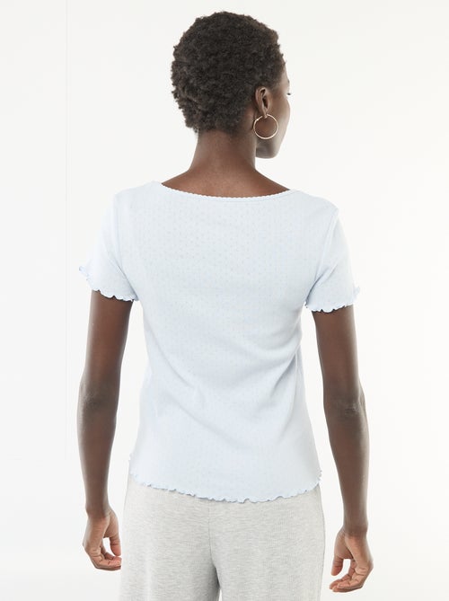 Pyjamashirt van tricot met fijn ajourmotiefje - Kiabi