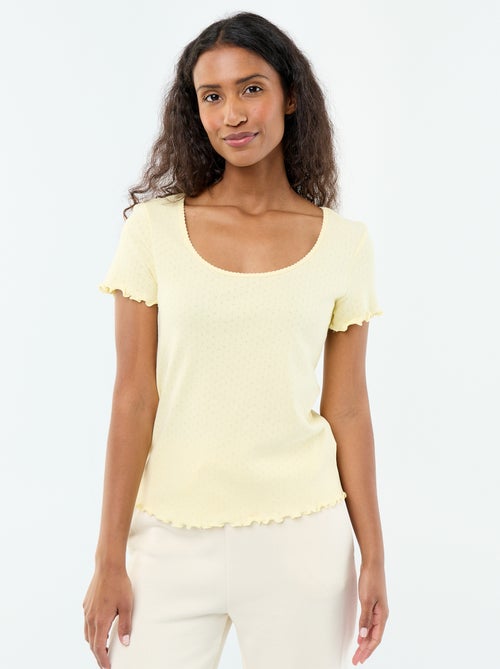 Pyjamashirt van tricot met fijn ajourmotiefje - Kiabi Pyjamashirt van tricot met fijn ajourmotiefje - Kiabi