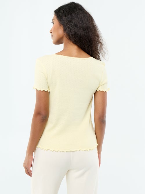 Pyjamashirt van tricot met fijn ajourmotiefje - Kiabi Pyjamashirt van tricot met fijn ajourmotiefje - Kiabi