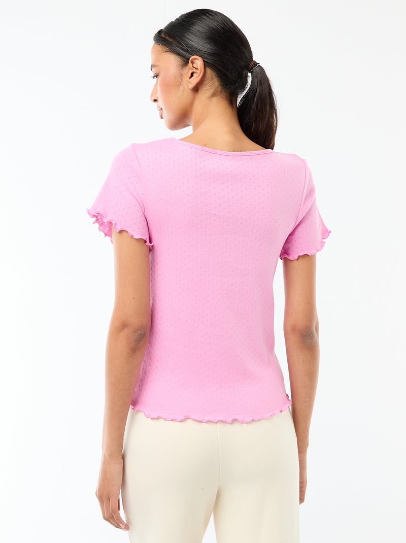 Pyjamashirt van tricot met fijn ajourmotiefje Rose - Kiabi