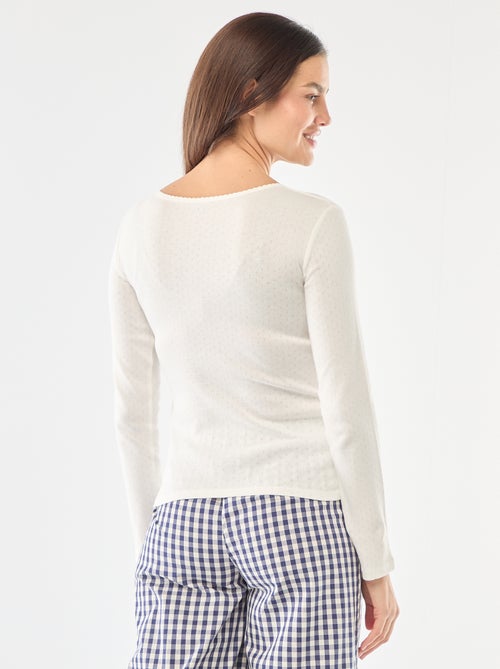 Pyjamashirt van tricot met fijn ajourmotiefje - Kiabi