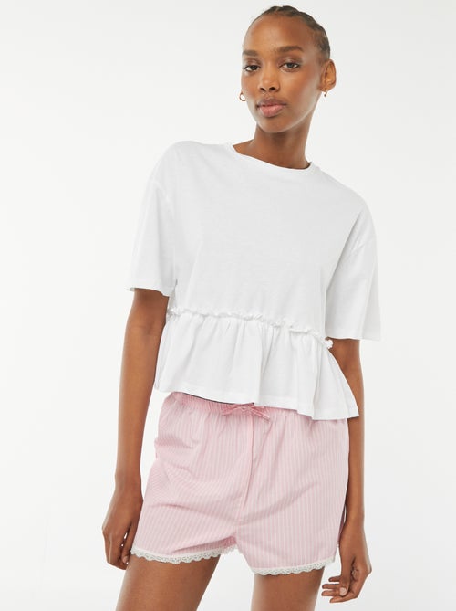 Pyjamashort met kant - Kiabi