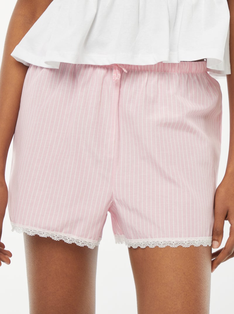 Pyjamashort met kant Rose - Kiabi