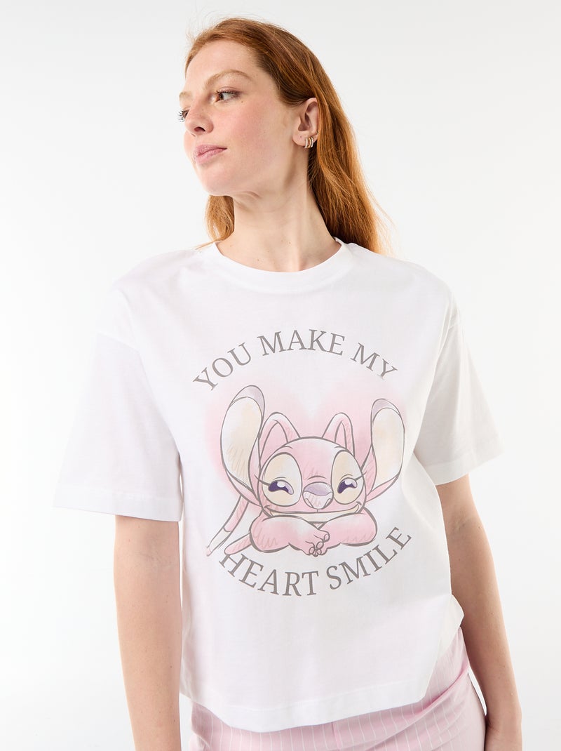Pyjamashort met 'Stitch'-print - 2-delig Wit - Kiabi