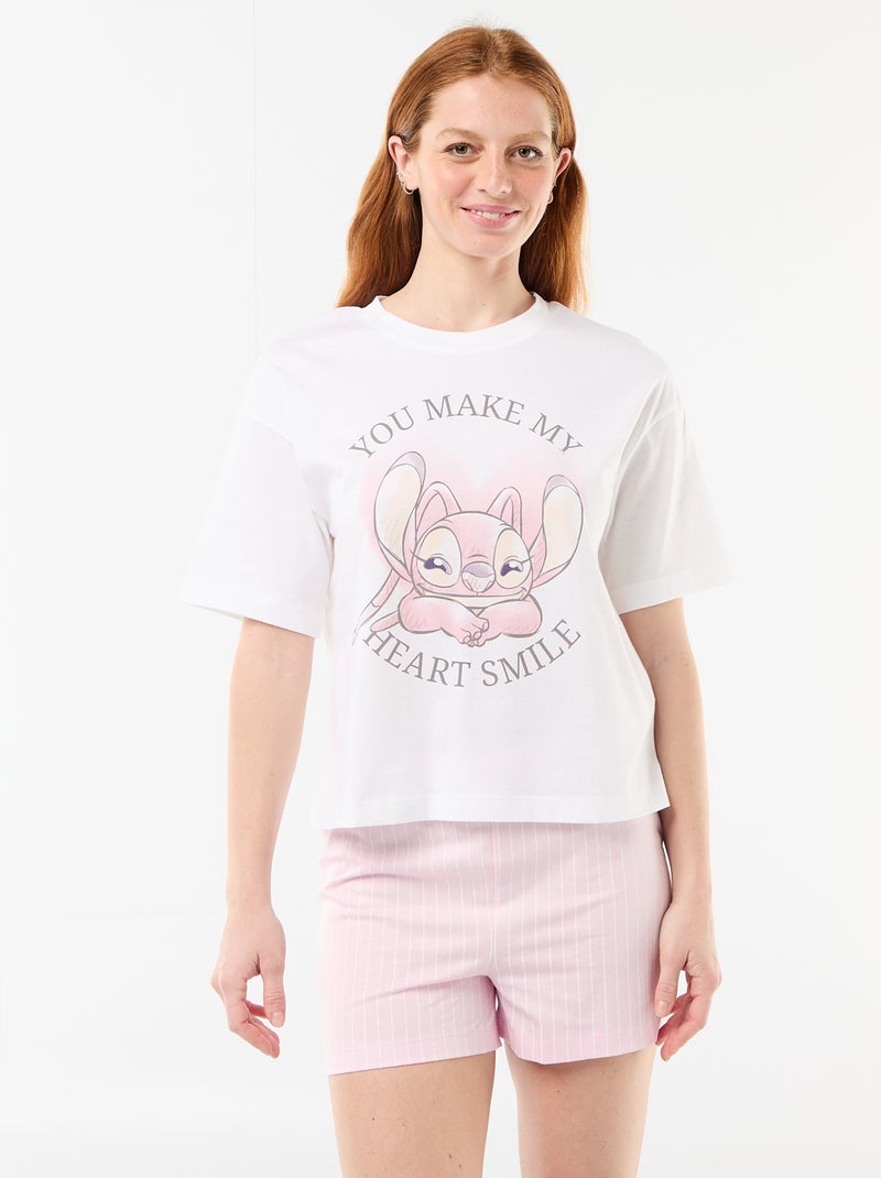 Pyjamashort met 'Stitch'-print - 2-delig Wit - Kiabi