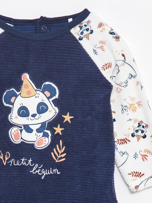 Pyjama/slaappakje van corduroy met voetjes - Kiabi