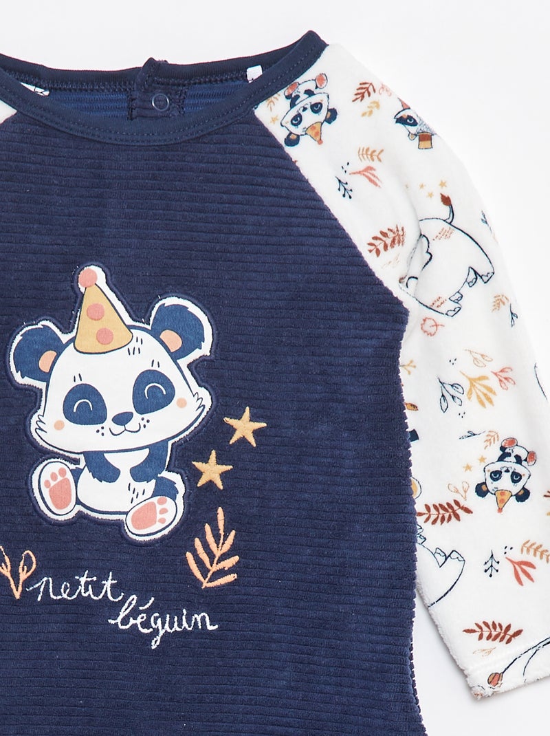 Pyjama/slaappakje van corduroy met voetjes Biege - Kiabi
