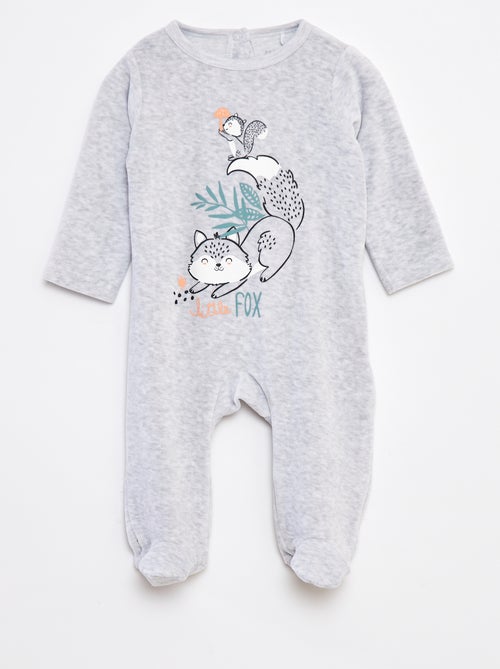 Pyjama/slaappakje van velours met voetjes - Kiabi