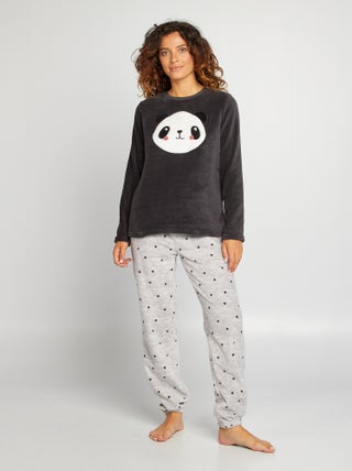 Pyjamasweater + -broek in fleece - 2-delig