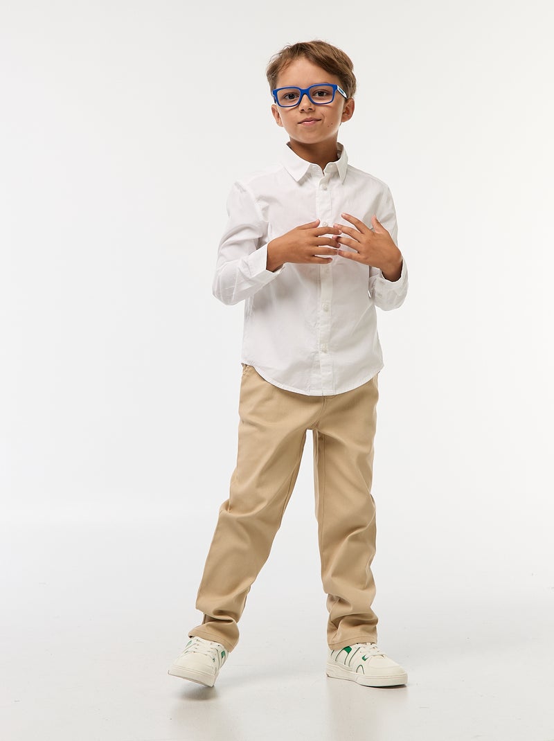 Recht overhemd met magnetische opening en manchetten - gemakkelijk aan te trekken collectie wit - Kiabi