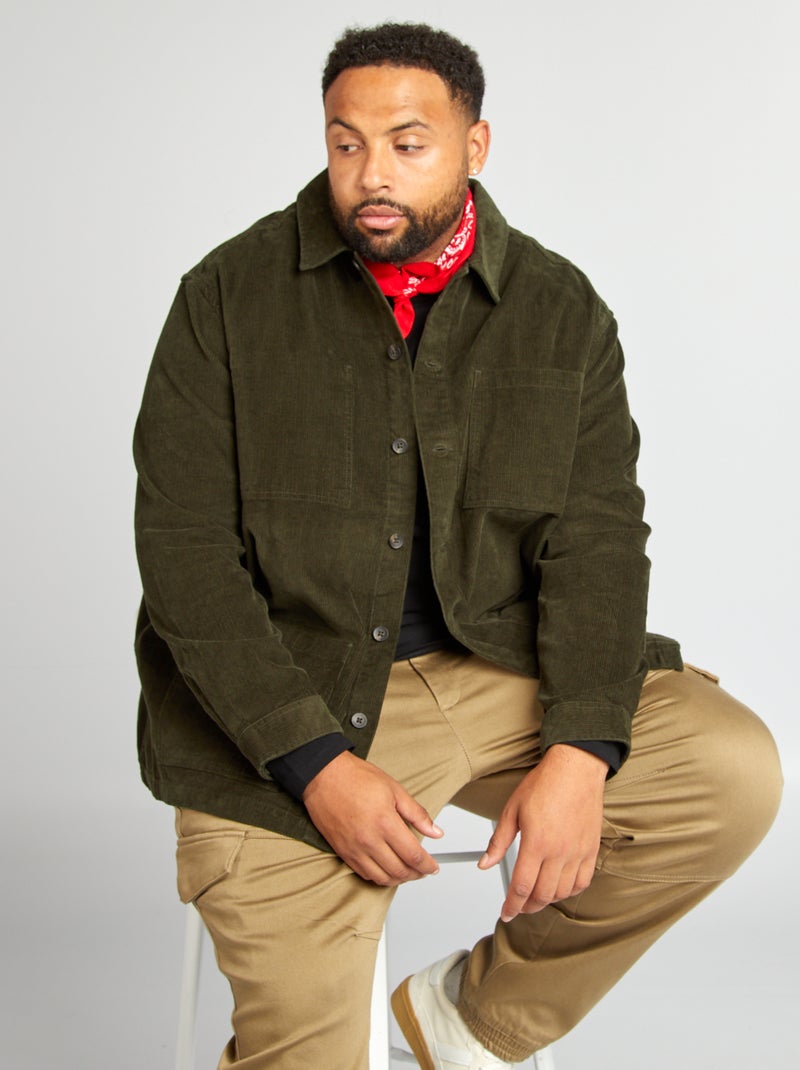 Recht overhemd van velours KAKI - Kiabi