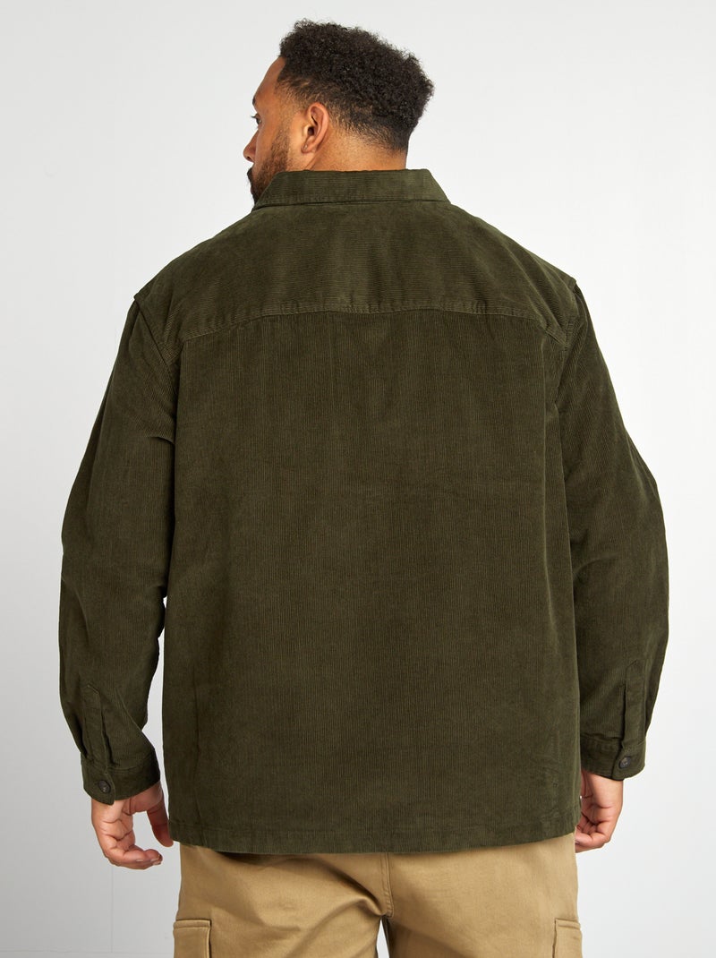 Recht overhemd van velours KAKI - Kiabi