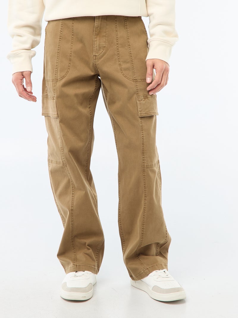 Recht / regular-fit effen broek met zakken bruin - Kiabi