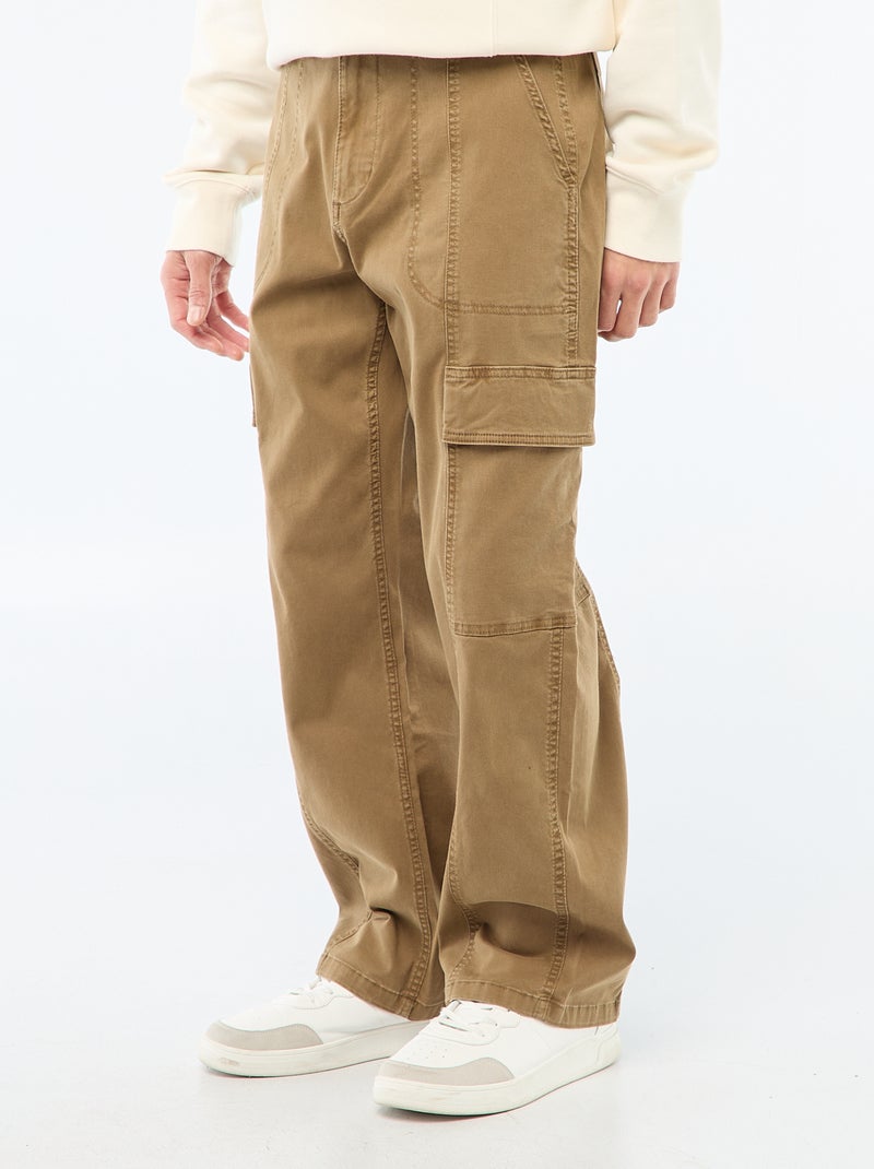 Recht / regular-fit effen broek met zakken bruin - Kiabi