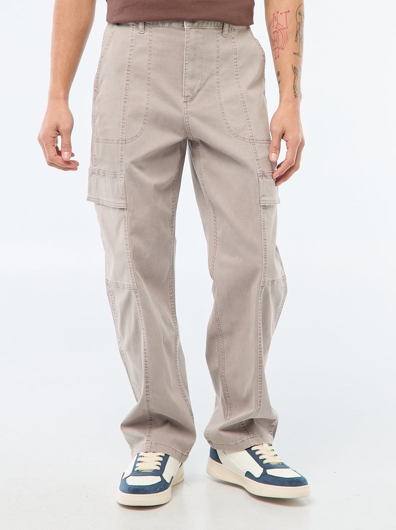 Recht / regular-fit effen broek met zakken Grijs - Kiabi